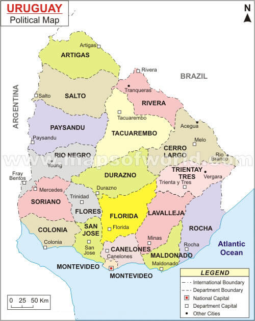 uruguay politisch karte